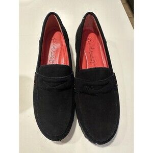 PAS DE ROUGE Marta Black Suede Lug Sole Penny Loafer Women's 38 7.5 US